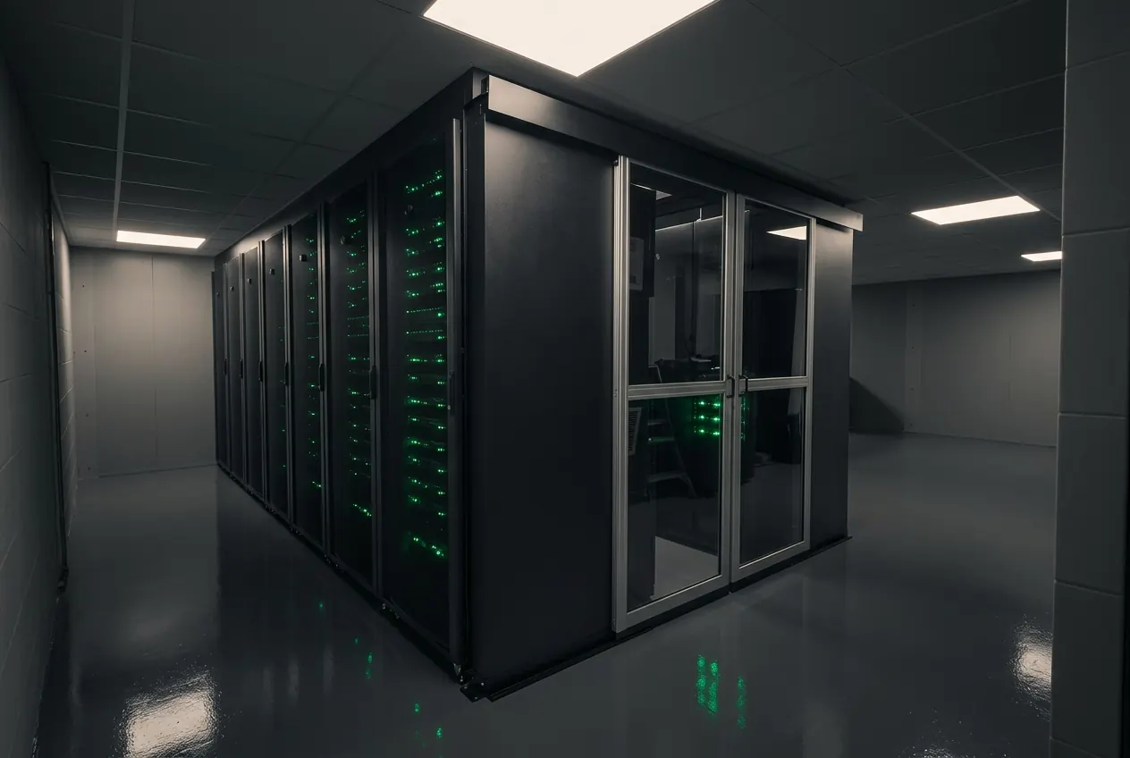 Hot and cold aisle containment inside the Fast2host Cambridge data centre